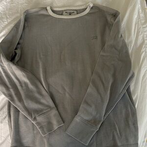 Billabong Gray Long Sleeve Waffle Thermal Top with White Trim